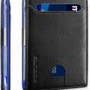 RUNBOX Slim Wallets for Men - Leather Money Clip Mens Wallet - RFID Blocking Front Pocket Bifold Wallet - Thin Credit Card Holder with Gift Box (Classic Black&Blue)