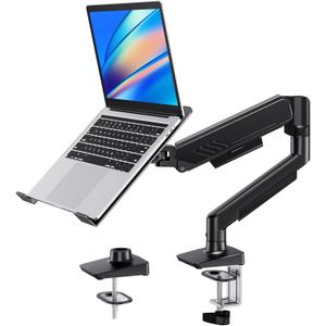 HUANUO 2 in 1 Function Laptop Mount with Tray, Fits 13-34 Monitors & Up to 17 Notebook, Ergonomic Laptop Arm with Full Motion Adjustment, Laptop Stand for Desk, VESA 75x75mm/100x100mm