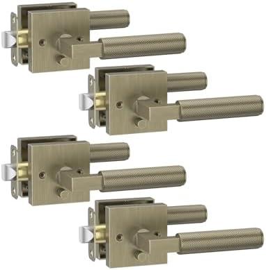 Asidrama 4 Pack Privacy Door Handles, Door Lever with Door Knobs Indoor for Bedroom or Bathroom, Heavy Duty Door Handles Interior with Locks for Left Right Sided Doors