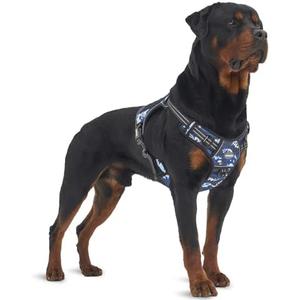 Auroth Tactical Dog Training Harness No Pulling Front Clip Leash Adhesion Reflective K9 Pet Working Vest Easy Control for Small Medium Large Dogs Blue Camo XL