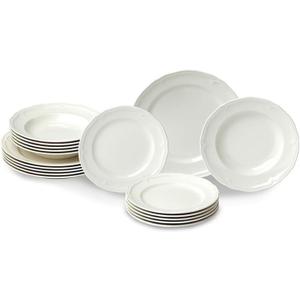 Villeroy & Boch Manoir Collection 18-Piece Dinnerware Set, Plates & Bowls, Premium Porcelain, Made in Germany, Dishwasher & Microwave Safe, Rich, Creamy White
