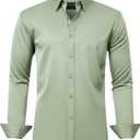 J.VER Men's Dress Shirts Solid Long Sleeve Stretch Wrinkle-Free Formal Shirt Business Casual Button Down Shirts Sage Green Large