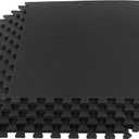 EVA Foam Mat Tiles 6-Pack - 24 SQ FT of Interlocking Padding for Garage, Playroom, or Gym Flooring - Workout Mat or Baby Playmat by Stalwart (Black)