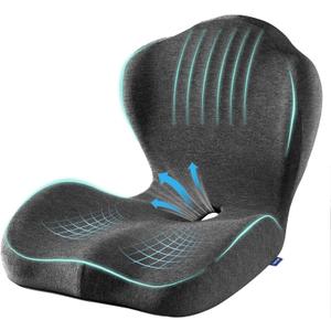 Seat Cushion for Car Truck Driver, Memory Foam Seat Cushion with Adjustable Strap,Ergonomic Lumbar/Back Support & Sciatica Relief for Long Drives, Orthopedic Cushion for Office Chair, Car, Semi Truck, Standard