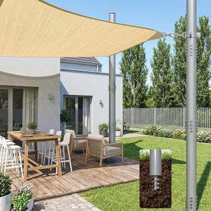 Shade Sail Poles 2 Pack, 12 FT Heavy Duty Steel Screw-in Poles for Sun Shades Outdoor, 2.36" Diameter, Height Adjustable Sun Shade Posts for Outdoor Patio Backyard Garden