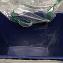 iDesign Small Plastic Bathroom Can, Slim Rectangle Garbage Bin for Bedroom, Office, Dorm, Navy Blue