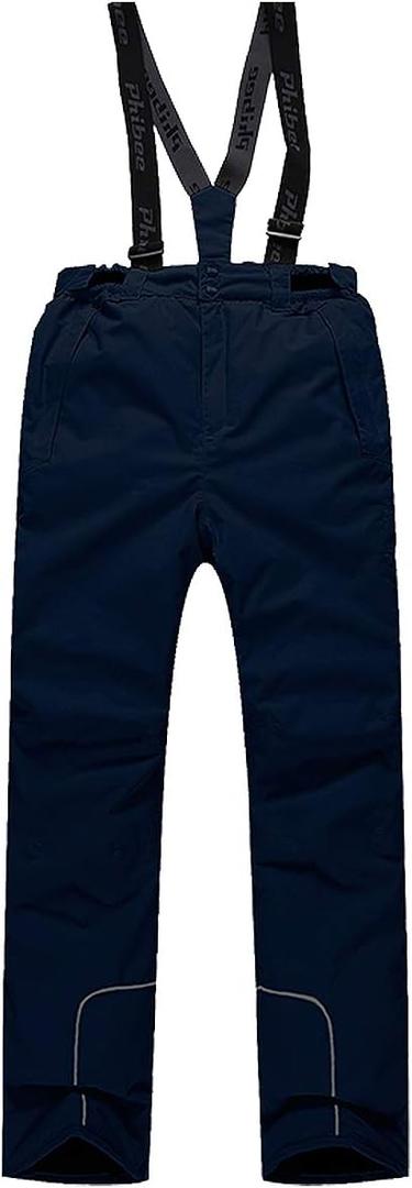 PHIBEE Boys' Waterproof Breathable Polyester Snowboard Ski Pants (6, Navy)