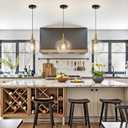 Glass Pendant Lights Kitchen Island, 9.45'' Black Gold Pendant Lighting Fixtures, Modern Hanging Ceiling Light with Clear Glass Shade for Farmhouse Dining Room Bedroom Hallway(1 Pack)