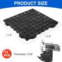 MYFAMIREA Modular Interlocking Cushion 12 Pack 11.8" x 11.8" Rubber Floor Tiles Non-Slip Splicing Drainage Mats for Deck, Pool, Outdoor Shower, Patio, Balcony, Indoor Bathroom, Kitchen, Yard (Black)