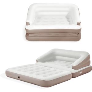 TXZ outdoor Full Size Air Mattress for Inflatable Portable Blow Up Mattress Sofa Bed with Flocked top-Double Air Couch for Tent Camping (Dark Brown)