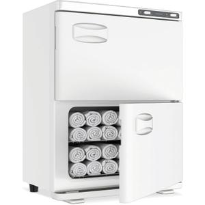 Hot Towel Warmer SalonDepot 46L Large Capacity Spa Towel Warmer with Double Cabinets for Salon, Barber Shop, Massage & Facial (White)