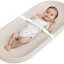 COMOMY Baby Changing Pad for Dresser - Wipeable Changing Pad with Restraining Belt, Waterproof, Soft, Lightweight and Portable, Easy to Clean for On The Go Diaper Change, Oatmeal-Colored