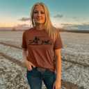 Retro Rodeo Shirt Women Cowgirl Bleached T Shirt Western Cowboy Rodeo Outfit Country Music Tee Short Sleeve Top (Brown, XL)