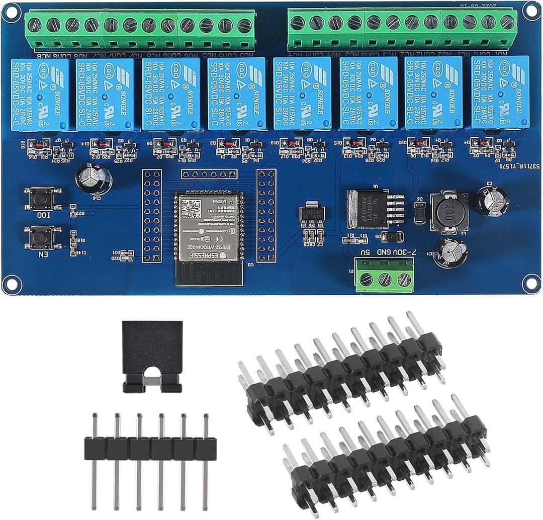 AC/DC Power Supply ESP32 Development Board Programmable Development Board Wireless WiFi 8 Way Channel 5V Relay Module ESP32-WROOM-32E for Arduino
