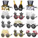 7 Pairs Happy New Year Glasses New Year's Eve Sunglasses Novelty 2025 Plastic Glasses Photo Props(Stylish Styles)