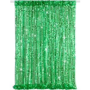 Sequin Curtain Backdrop Green Party Background for Jungle Forest Animals Theme Baby Shower Celebration Party Decorations 4x8FT