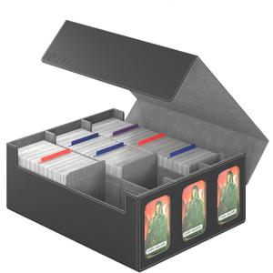 RASOO Trading Card Case 2400+MTG Deck Box 3 Row Viewing Windows Trading Cards Includes 10 Colorful Card Dividers and 3 Flannelette Card Supporters and 3 Magnetic Card Holder