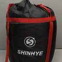 ShinHye 0 Degree Sleeping Bag for Adults - Cotton Flannel 4 Season Cold Weather Winter, XXL Big and Tall Camping Sleeping Bag with Compression Sack (Black1, 90"×35" Right Zip)