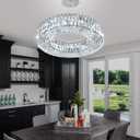 Modern Crystal Pendant Lighting for Dining Room LED Dimmable Chandeliers Crystal Ceiling Light Fixtures for Living Room Foyer Hallway Entryway Silver, 20''
