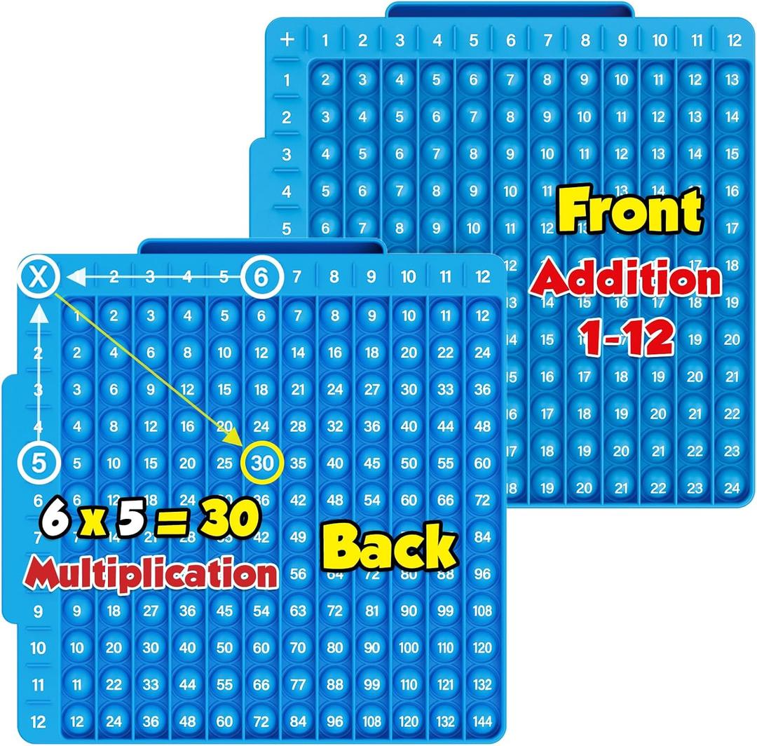 Torlam Math Board, Multiplication Game Board, 12x12 Math Manipulatives Game Board Multiplication,Division, Addition, Subtraction Games Toys for Kids, 1st, 2nd, 3rd, 4th, 5th, 6th Grade, 1 inch x 1 inch x 0.1 inch