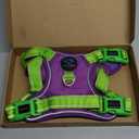 PHOEPET No Pull Dog Harness, Unique Colors Reflective Adjustable Dog Vest, with Soft Training Handle Metal Clips for Small Medium Large Dogs (Purple Base & Green Straps,M)