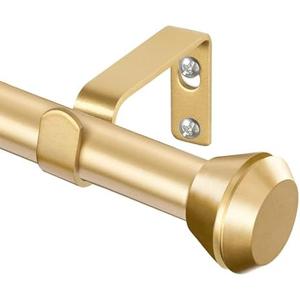 Gold Curtain Rod 32 to 58 Inch, HOTOZON 3/4 Inch Heavy Duty Curtain Rods for Windows, Decorative Single Drapery Rod with Diamond Finials