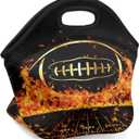 Boys Lunch Bags Reusable Waterproof Neoprene Kids Lunch Box Rugby in Fire Lunch Tote Organizer for Work Outdoor Travel Camp Picnic