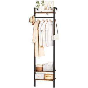 YMYNY Coat Rack Wall Mounted, 70.87H Clothes Garment Rack, Freestanding Tall Closet Organizer,Industrial Clothes Stand for Entryway Hallway Bedroom Rustic Brown UHGR003H
