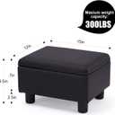 Small Foot Stool Under Desk Foot Stools Ottoman Footstool Foot Stools Small Footstools Foot Stool for Living Room Foot Rest 15" W x 12" D x 9.5" H Faux Leather Black