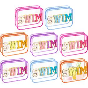 Kacctyen 8 Pcs Clear Swim Makeup Bag Bulk, Sunscreen Pouch, Multicolor