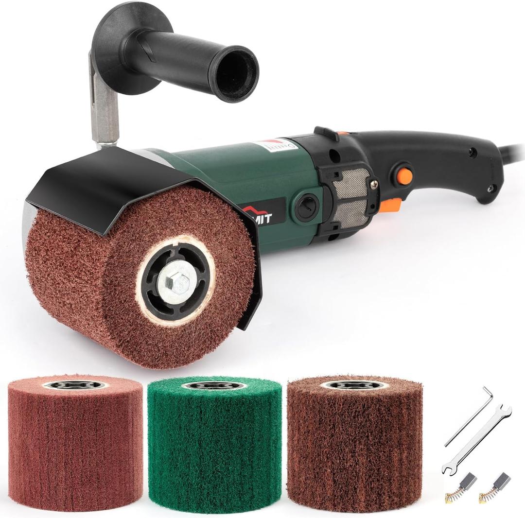 Handheld Metal Burnishing Machine,Electric Sander Polisher for Wood Stainless Steel Polishing,Lock Switch,Auxiliary Handle