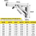 4PCS 14" Folding Shelf Brackets, Shelf Brackets Max. Load 220 lb Collapsible Heavy Duty Stainless Steel DIY Wall Mounted Shelf Bracket Space Saving for Work Table Bench(Silver /14In /4pcs)