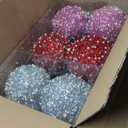 Riceshoot 12 Pcs 6 Inch Large Christmas Balls Ornaments for Tree with Peal Sparkle Sequin Big Glitter Christmas Tree Decor Xmas Shatterproof Hanging Balls for Xmas Holiday Party Supplies(Colorful)