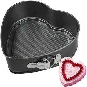 Kamehame Heart Shaped Springform Pan, Large 9 Inches Heart Springform Pan, Not-Stick Heart Shaped Cheesecake Pan, Carbon Steel Cake Pan