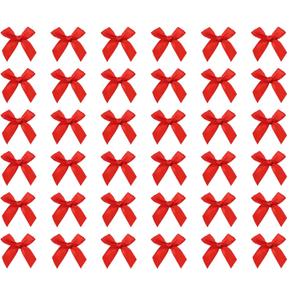 Tupalizy Ribbon Bows Mini Satin Fabric Bows Flowers for DIY Craft Sewing Scrapbooking Wedding Christmas Party Favors Bakery Treat Gift Box Decoration Packaging, 50x50x12mm, 50PCS (Red)