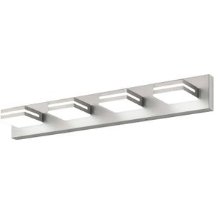 SineRise LED Modern Bathroom Vanity Light Fixtures (4-Light, 30-Inch, Dimmable), Brushed Nickel Modern Acrylic Bathroom Wall Lighting Fixtures Over Mirror (Cool White 6000K)