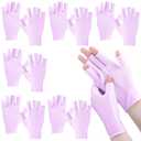 Geyoga 6 Pairs Fingerless Moisturizing Gloves Eczema Cotton Gloves for Adults Half Finger Touchscreen Lotion Overnight Dry Hands for Women Sleeping(Pink)