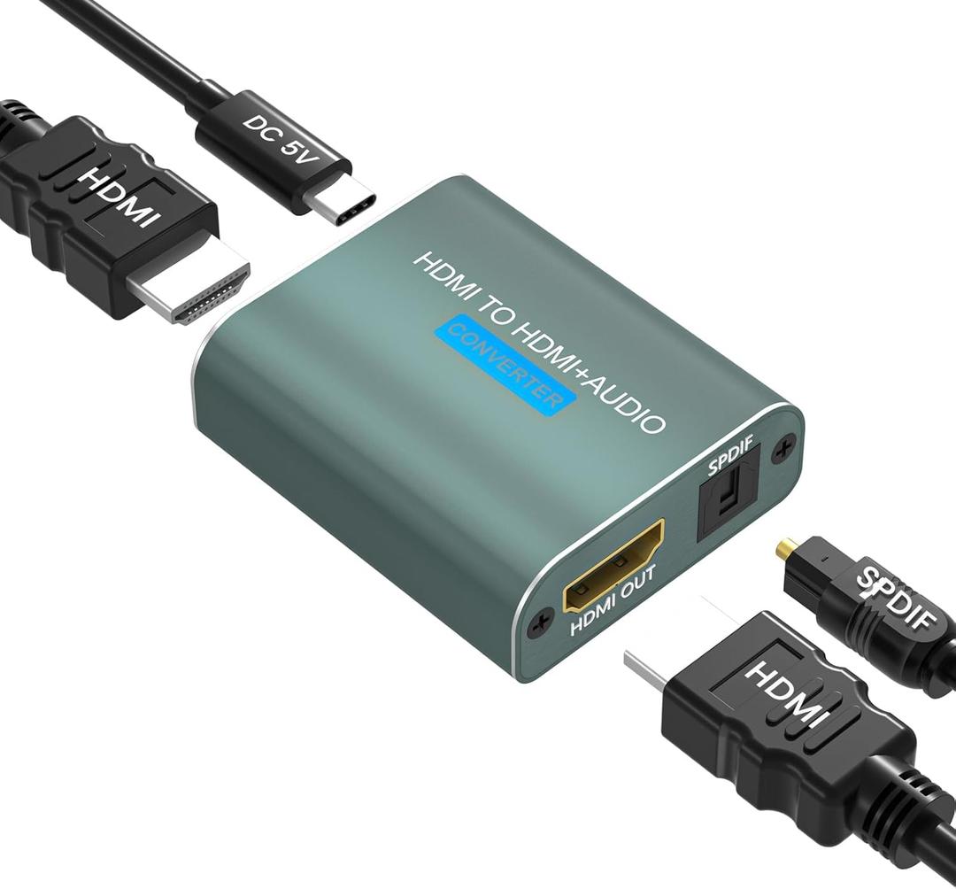 HDMI Audio Extractor 4K HDMI to Optical Audio Adapter Converter Video Splitter Supports HDCP DTS 5.1 PCM Compatible for PS4 Fire Stick Blu Ray Player(Not Support ARC)