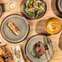 TheTerra Ceramic Dinnerware Sets for 6, 18 Pieces Porcelain Lightweight Plates and Bowls Sets, Scratch Resistant Dish Set, Oven & Microwave & Dishwasher Safe, Coffee Bean