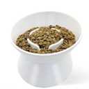 F FD Hub Tilted Raised Slow Feeder Bowl for Cats and Small & Medium Dogs, Raised Design Improves Posture, Spiral Inner Shape Prevents Fast Eating, Dishwasher Safe, 10 oz (White, L-Cats)
