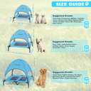 S/M/L Outdoor Elevated Dog Cot with Canopy & Side Shade for Camping Small Medium Dogs (Carry Bag), Portable Cooling Raised Dog Bed