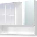 24x32 Bathroom Cabinet with Mirror, Wall Cabinet with 2 Mirrored Doors, Adjustable Shelf, Open Compartment, Wall-Mounted, White (Assembly Required), W32 x H24 2 Door