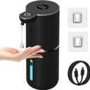 OHIFAST Automatic Liquid Soap Dispenser Touchless, USB Rechargeable Smart Hand Soap Dispenser, 6-Level Adjustable, 12.8oz/380mL, Compatible with Thick Thin Dish Soap for Bathroom Kitchen,Black