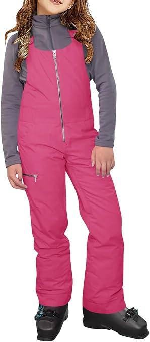 Haloumoning Kids Snow Bibs Girls Ski Pants Waterproof Insulated Snowboard Overalls Snowsuit 5-14 Years Rose Red, 
Size: 7-8 Years