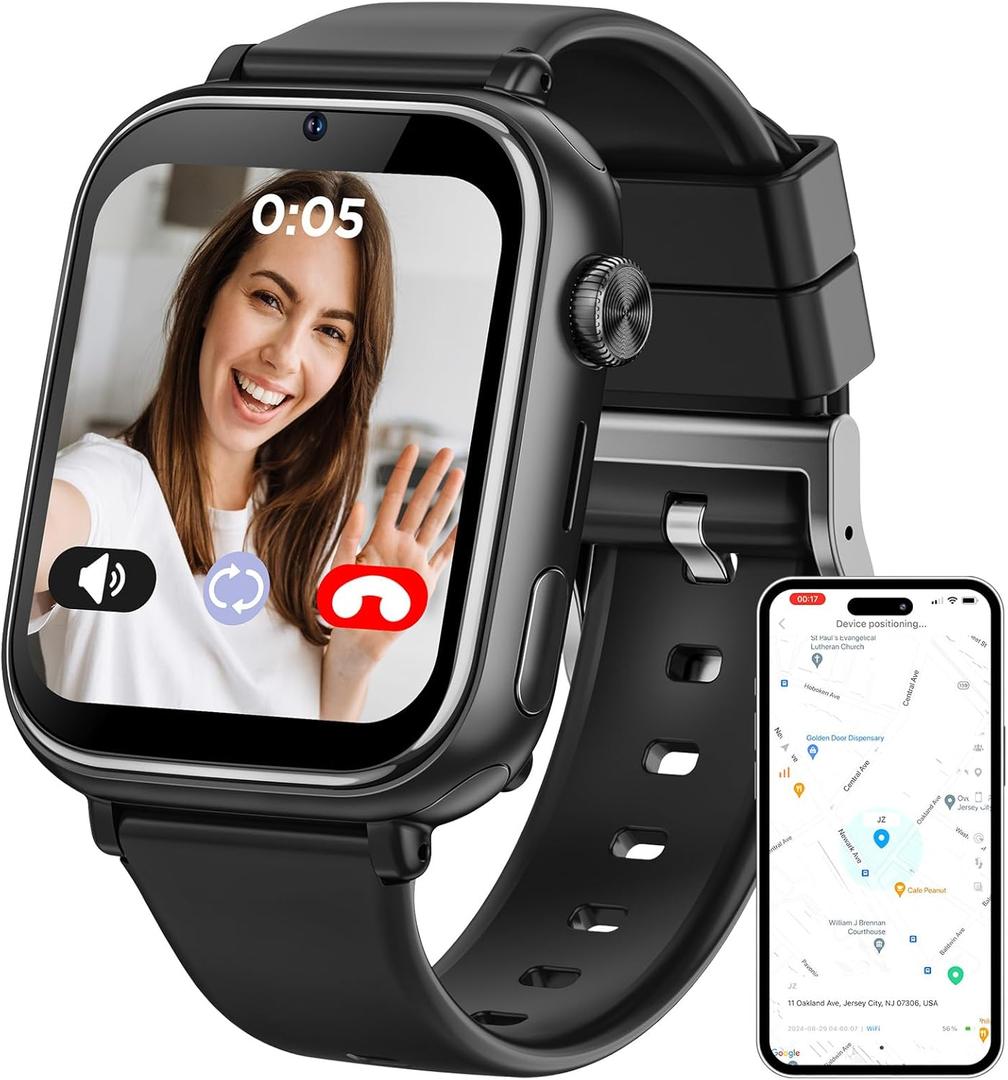 2025 Smart Watch for Kids 6-12 [Kids GPS Tracker/Video Call] Kids Smart Watches Boys Girls, Kids Watch with GPS Tracker, School Mode, Safety Alert, GPS Tracker for Kids Smart Watch, Black