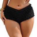 ohyeah Women Lolita Bloomers Ruffle Shorts Micro Shorts Cotton Soft Y2k Cute Fairy Pajamas Bottoms Low Rise 3XL (Black)