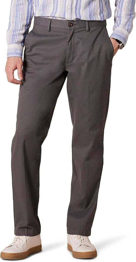 Amazon Essentials Men's Straight-Fit Wrinkle-Resistant Flat-Front Chino Pant  Charcoal 29Wx29L