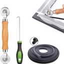 Screen Repair Kit/Tool, King&Charles Screen Roller Tool, Steel Roller with Bear, 32 ft Spline, Removal Hook, 3 in 1 Window Repair Kit, for Installing Door Window Mesh.