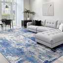 RELEANY Washable Area Rugs 8'x10' Non-Slip Modern Abstract Soft for Living Room Entryway Bedroom Nursery, Print Pattern, Blue Grey Navy Gray