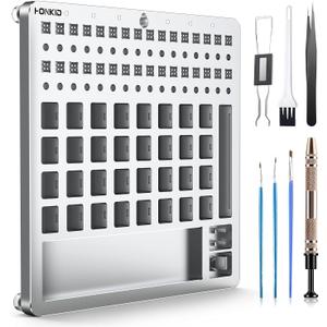 HONKID Keyboard Lube Kit 7PCS, Keycap Puller Key Puller Switch Lube Station for Cherry Kailh and Mechanical Keyboard Switches with Tweezers Lubrication Pens and Stem Holder Tool Puller